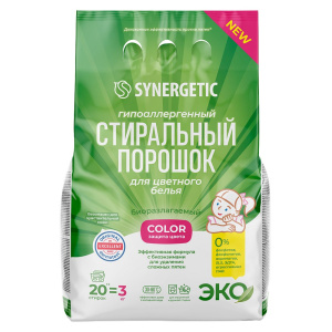 Синергетик Стиральный Порошок для цветного белья 3кг 1/4    109010