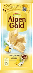 Шок Альпен Гольд 80гр Пинаколада в белом шоколаде  1/20