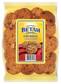 Печенье фас Ветли Овсяное с шоколадом 350гр 1/8