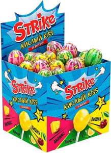 Чупа-Чупс Кар н/палочке Страйк КИСЛЫЙ КИСС 11,3гр Яшкино КВК482  1/50