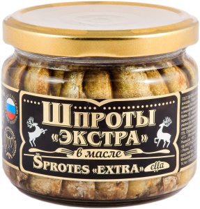 Шпроты ВКУСНЫЕ КОНСЕРВЫ в масле ЭКСТРА 270 гр стекло