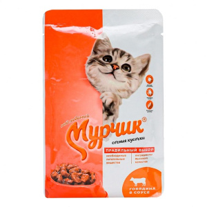 Мурчик 75гр для КОШЕК с говядиной в соусе 1/35