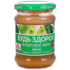 Д/П Пюре БУДЬ ЗДОРОВ 280гр яблочное ст/б 1/12