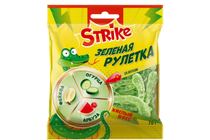 Мармелад фас Ж.М.Strike 70гр Зеленая рулетка  Огурец/Фейхоа/Арбуз  1/50  РВМ363