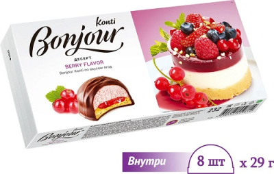 Конфеты х/к Конти-Рус Бонжур Десерт Ягоды  232гр.1/9  17631/18416