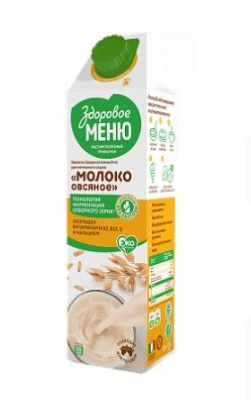 Молоко из раст. сырья Здоровое Меню овсяное 1л 1/12