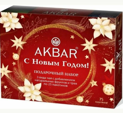 НГ Чай Акбар С Новым Годом! 3 вида вкусов 75пак 112,5гр 1/10