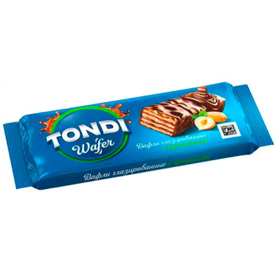 Вафли фас Яшкино TONDI 138гр тонкие глазированные  с орешками 138гр 1/39  РАВ351