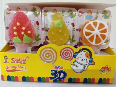 Мармеладная конфета Gummy House 3D Ассорти ФРУКТОВ /вкус клубника,груша,апельсин/ 20гр  1/30