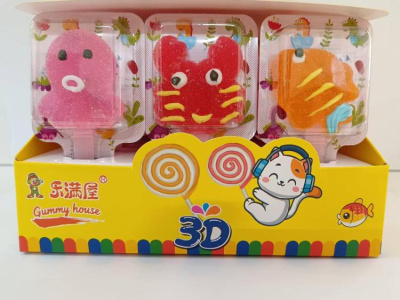 Мармеладная конфета Gummy House 3D МОРСКОЙ МИР  /вкус клубника,груша,апельсин/ 20гр  1/30