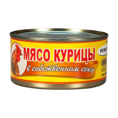Мясо Курицы Рузком в с/с ТУ 325 г ж/б 1/24