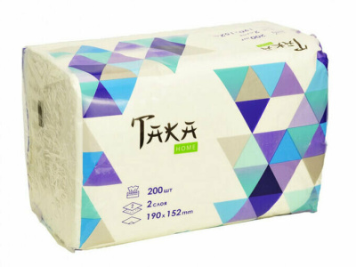 Салфетки выдерг  Taka HOME серия Geometria 2 слоя 200 шт м/у 1/10/100