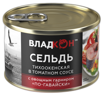 Сельдь Владкон по-гавайски с овощами в т/с 240 гр 1/24