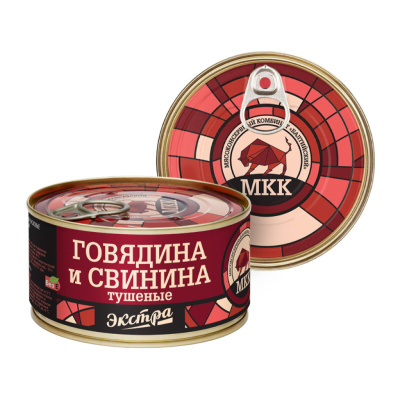 Говядина и свинина туш ГОСТ МКК премиум 325 гр ж/б 1/12 ключ