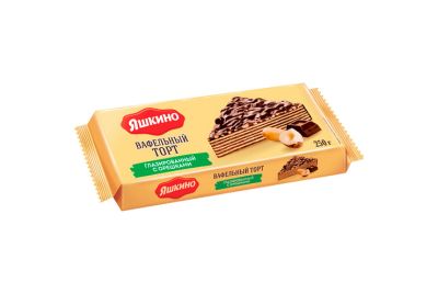 Торт вафельный Яшкино 250гр глазир ореховый ЯВ426 1/16
