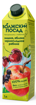 Сок Волжский Посад 1л нектар Яблоко-Вишня-Рябина 1/12