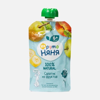 Д/П Пюре Фрутоняня 90гр ФРУКТОВЫЙ САЛАТИК (дой-пак)1/12