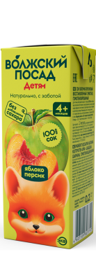 Сок Волжский Посад 0,2л Яблоко-Персик с 4-х мес 1/27