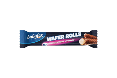 Шок батончик Яшкино Бейбифокс Трубочки Wafer Rolls с молочной начинкой 16гр 8*1/26  РВК 665