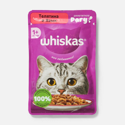 Вискас 75гр Рагу Телятина/Язык 1/28