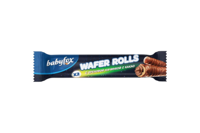 Шок батончик Яшкино Бейбифокс Трубочки Wafer Rolls с ореховой начинкой и какао 16гр  8*1/26  РВК666