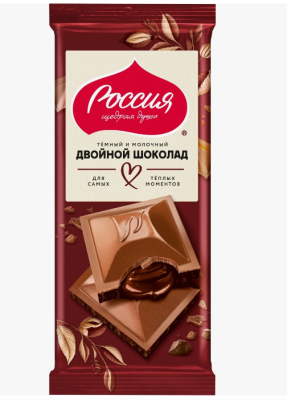 Шок Россия 75гр Двойной шоколад /темный и молочный/   1/18