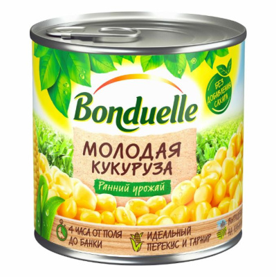 Кукуруза Бондюэль МОЛОДАЯ 400гр (425мл) 1/12