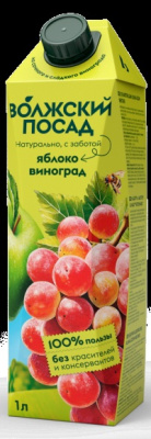 Сок Волжский Посад 1л Яблоко-Виноград 1/12